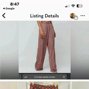 NWT RESA Sacha Trouser Women’s Blue/ Green Check High Rise Wide Leg Pant Size XS